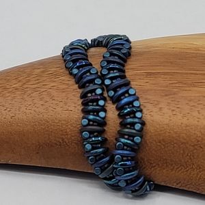 Hand Made Beaded Czech Double Wrap Bracelet Crescent